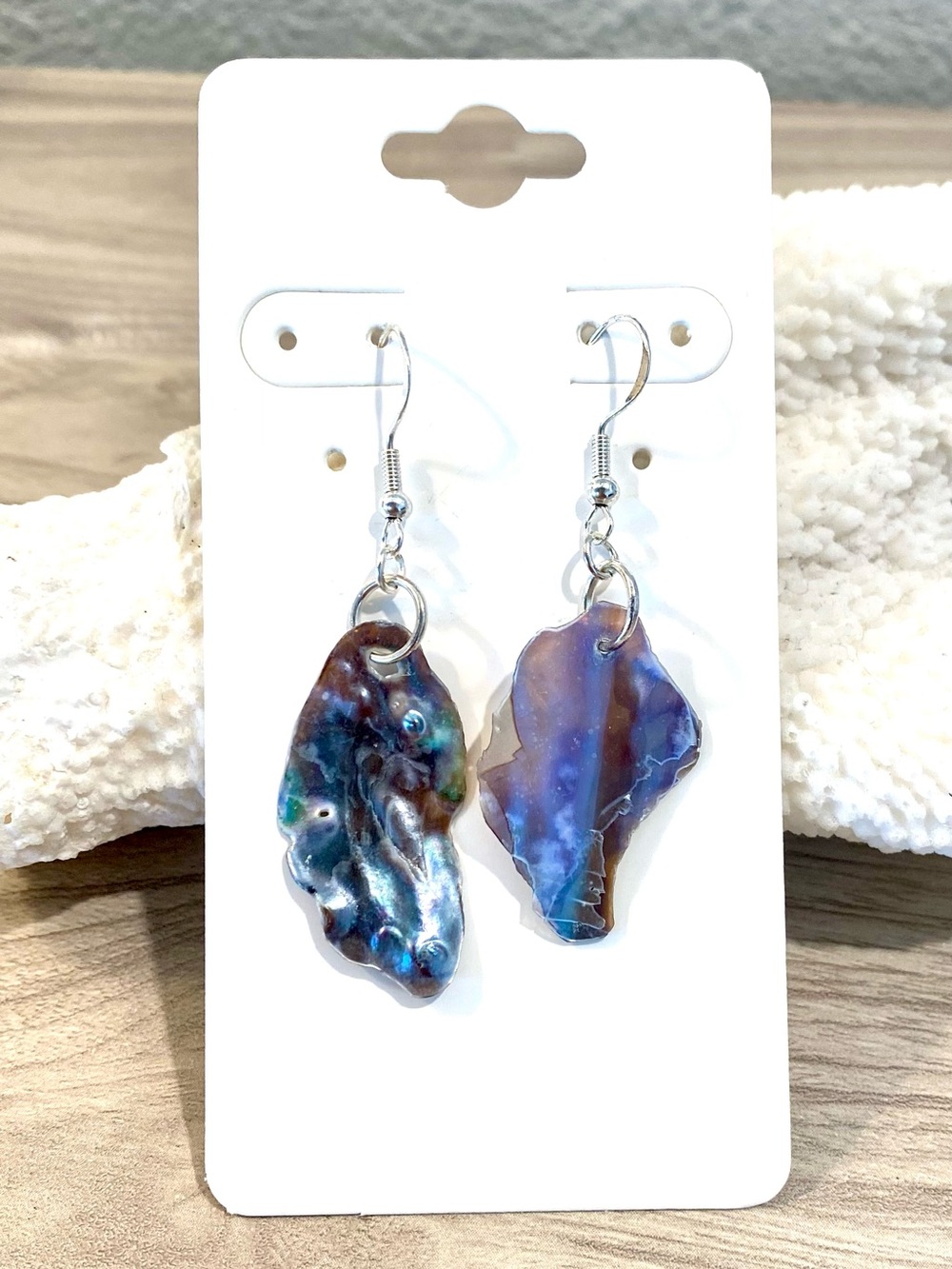 28. Handmade Iridescent abalone Shell Drop Earrings